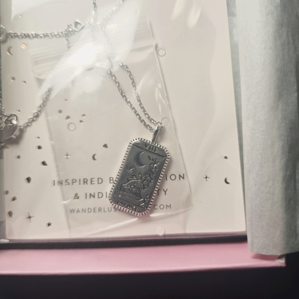 Wanderlust + Co Silver Minimalist Necklace - The TAROT edition LA FORCE NWT L